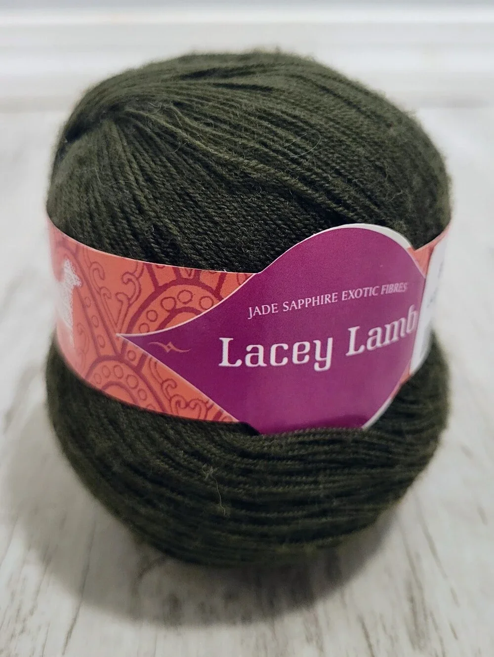 Jade Sapphire Lacey Lamb 529 Spanish Moss Green 100% Extrafine Lambs Wool Yarn